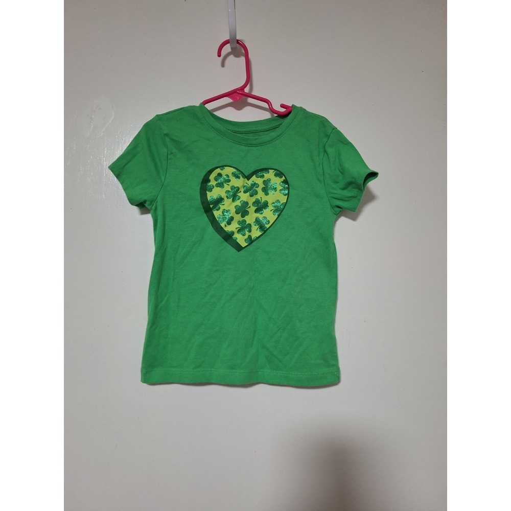Way To Celebrate Girls St. Patrick's Day Shirt Green Shamrock Heart Size 6-6X